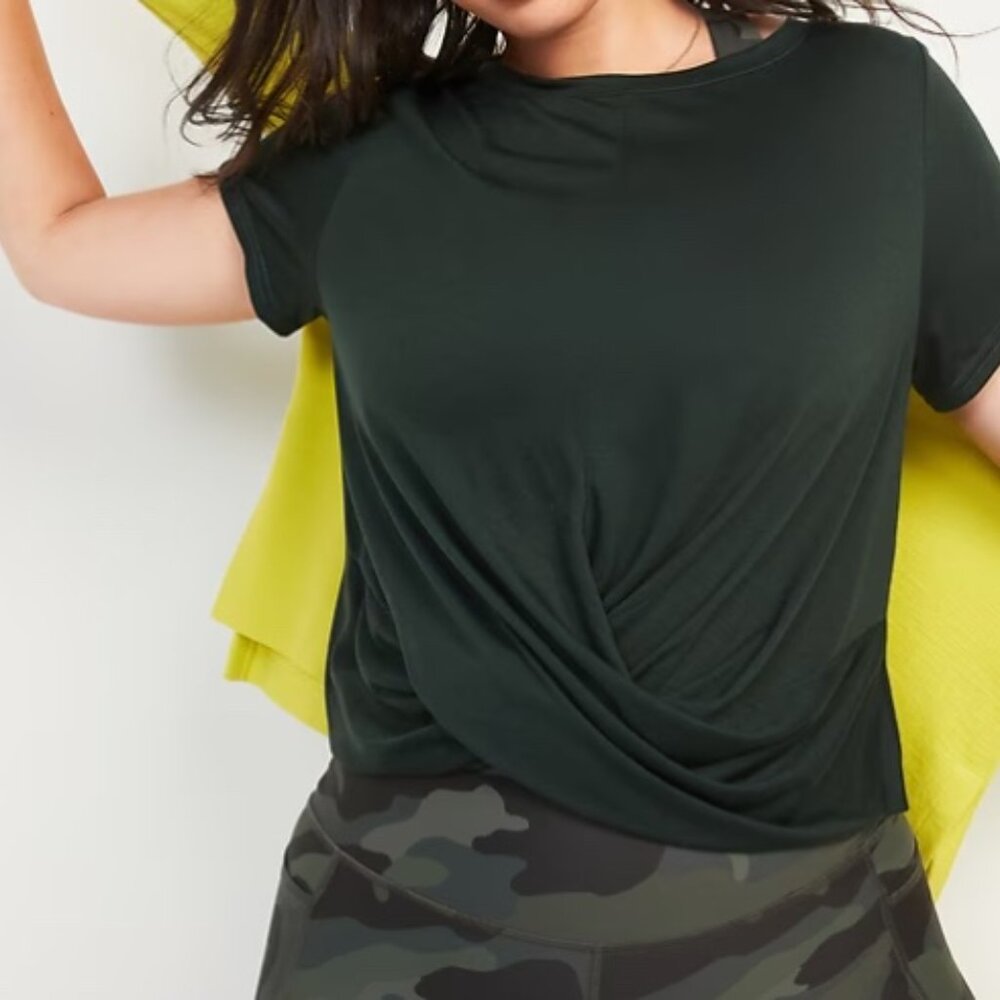 Old Navy Active UltraLite Short-Sleeve Wrap-Effect T-Shirt Sz: Large/Green